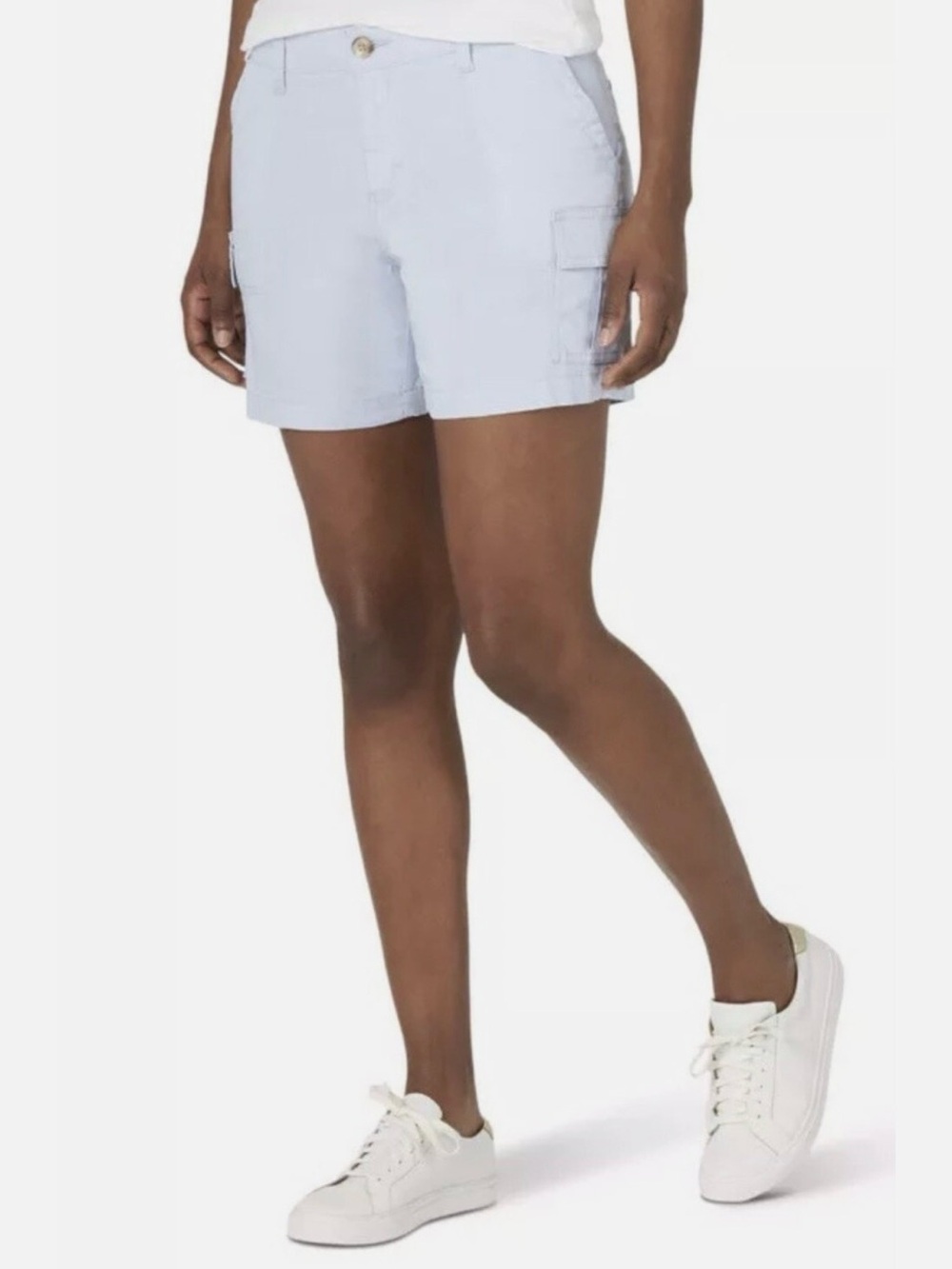 Lee Light Blue Cargo Shorts Cotton Spandex Size 10 M Mid Rise Regular Fit